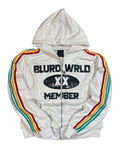 White Rhinestone Retro Zip-Up
